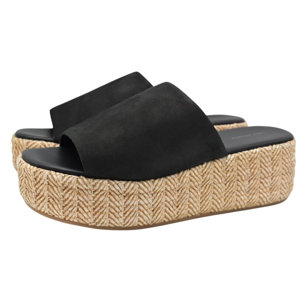 Free People Womens Size 9 Harbor Raffia Black Flatform Sandals Shoes